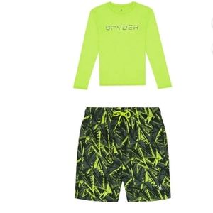 Spyder Boys 2-piece Long Sleeve Swim Set UPF 30+ Sun Protection new